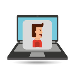laptop computer character man design vector illustration eps 10