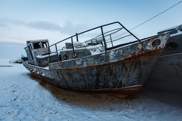 Abandoned boat at lake Baikal, Russia