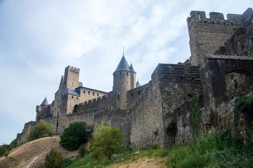 Fototapeta na wymiar Dramatic view of the medieval city of Carcassonne