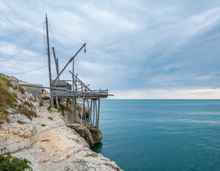 Old fishermen's trabucco in Vieste, Foggia Province, Puglia (Italy)
