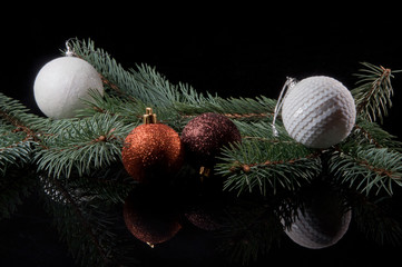Christmas decorations on a black background © amadeusz