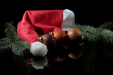 Christmas decorations on a black background © amadeusz