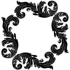 Vintage border frame engraving with retro ornament pattern in antique baroque style decorative design. Vector.