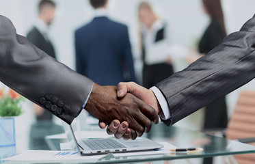 handshake of business partners.a successful and profitable agree - obrazy, fototapety, plakaty