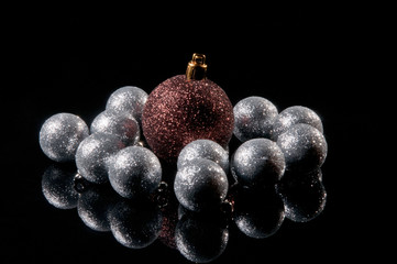 Christmas decorations on a black background