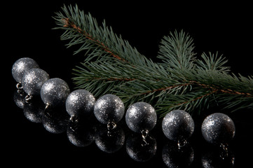 Christmas decorations on a black background © amadeusz