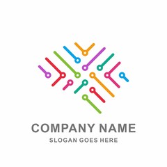 Brain Data Link Connection Technology Computer Business Company Stock Vector Logo Design Template 