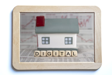 digital word built with letter cubes