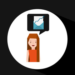 girl cartoon email envelope statistics vector illustration eps 10