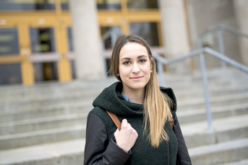 Portrait Of Female University Student Outdoors On Campus