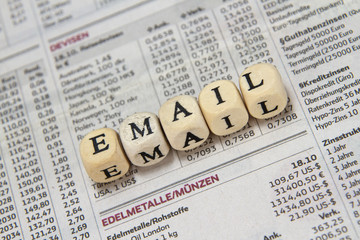 email word built with letter cubes