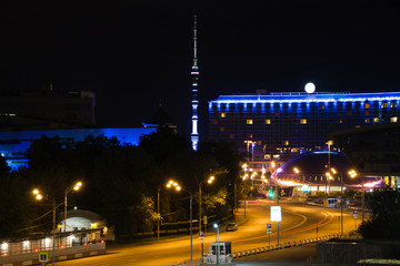 Fototapeta na wymiar television tower at summer night