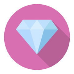 Diamond long shadow flat icon vector illustration.