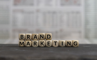 Brand Marketing word built with wooden letters