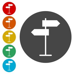 Fototapeta premium Signpost icon or logo line art style set 