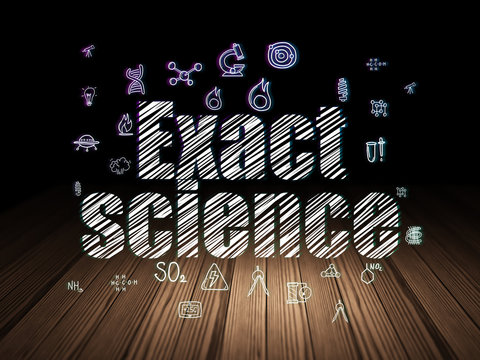 Science concept: Exact Science in grunge dark room