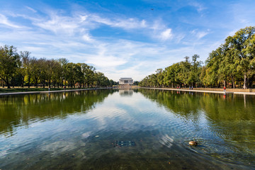 Fototapeta na wymiar Lincoln Memorial Over Reflecting Pool National Mall Daytime Wash