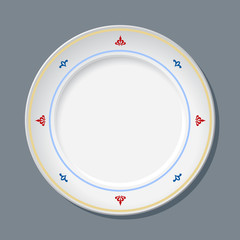 Vector plate. Simple old-style plate with floral design