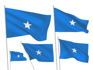 Somalia vector flags. A set of 5 wavy 3D flags created using gradient meshes