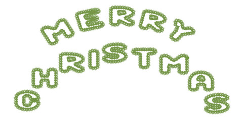 inscription merry Christmas from the branches of spruce