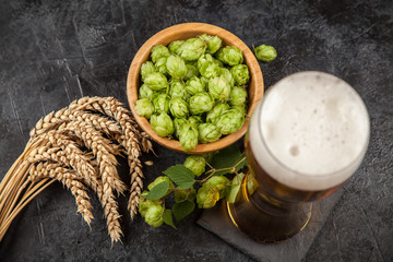 Beer glass on dark background