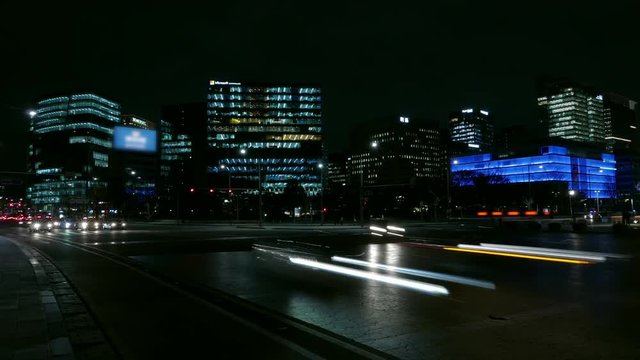 South Korea Seoul city night traffic time lapse