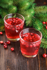 Glasses of fresh cranberry drink.