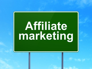 Business concept: Affiliate Marketing on road sign background