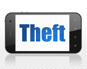 Safety concept: Smartphone with Theft on display