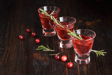 Glasses of fresh cranberry drink.