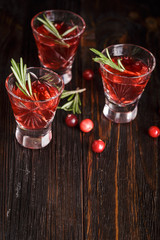 Glasses of fresh cranberry drink.