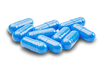 drug blue pills on a isolated white background