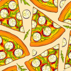 Seamless pizza pattern.