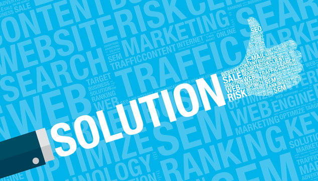 Solution concept with thumbs up vector illustration