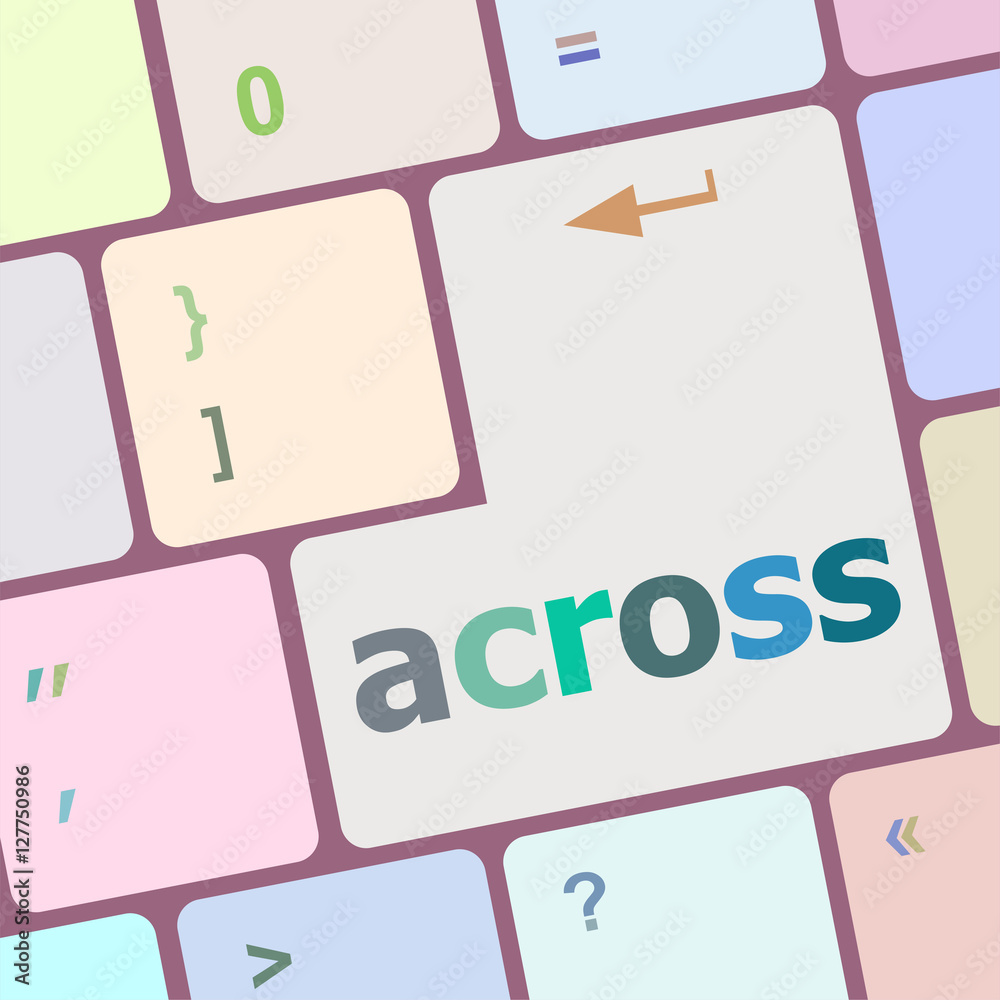 Poster across button on keyboard with soft focus