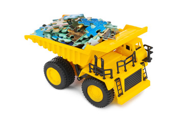 Toy truck with puzzle