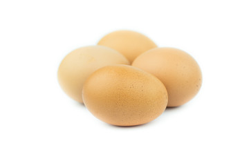 three eggs isolated on white background