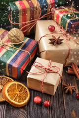 Fototapeta premium Christmas gift box with decoration