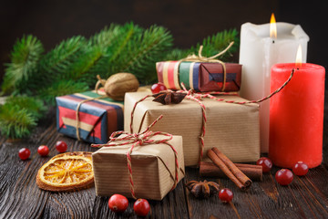 Christmas gift box with decoration