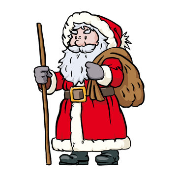 Sankt Nikolaus mit Sack und Stock