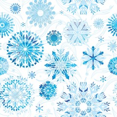 Watercolor Vector Snowflake Pattern