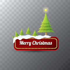 Christmas vector red button with christmas tree