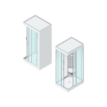 shower cabin Isometric Vector Illustration