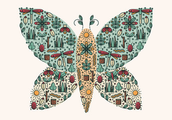 Nature Pattern in a Butterfly Shape Layout