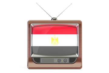 TV with flag of Egypt. Egyptian Television concept, 3D rendering