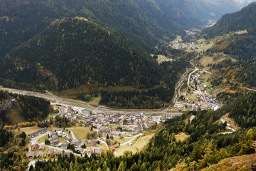 Autumn alpine landscape in the Dolomites, Italy, Europe