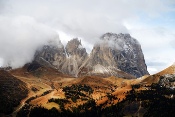 Fototapeta premium Alpine landscape in Val Gardena, Dolomites, Italy