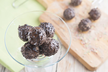 Chocolate dumpling with donuts