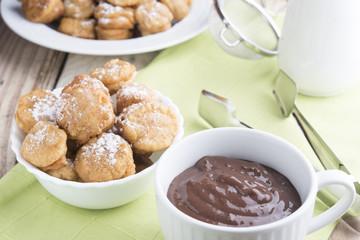 Chocolate dumpling with donuts