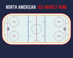 Naklejka premium North American ice hockey rink isolated on the blue background. Top view illustration.